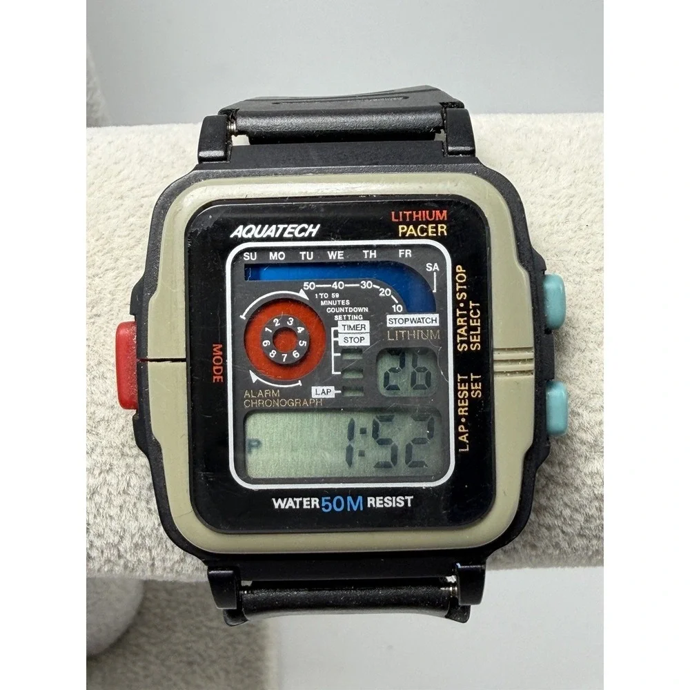 Aquatech Digital‎ Mens Watch 13533 Pacer New Battery 38MM 8